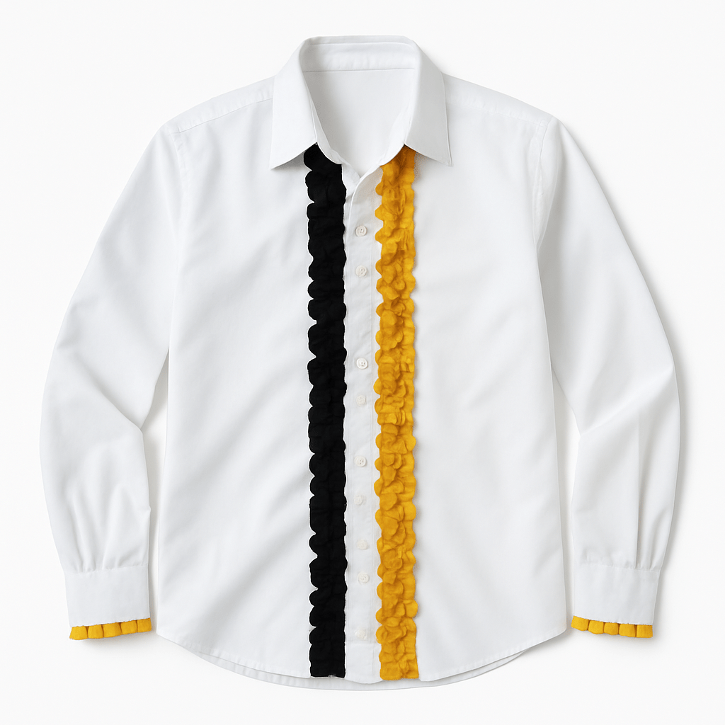 Archetypes of the City Ruffle M' Up Black & Gold Ruffle Shirt - Little Miss Muffin Children & Home