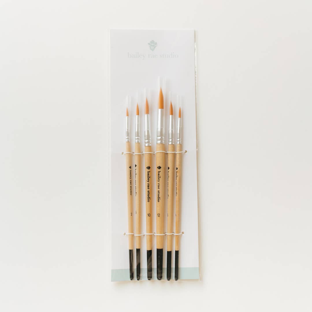 Bailey Rae Studio Round Tip Watercolor Brushes, 6 PC Set - Little Miss Muffin Children & Home