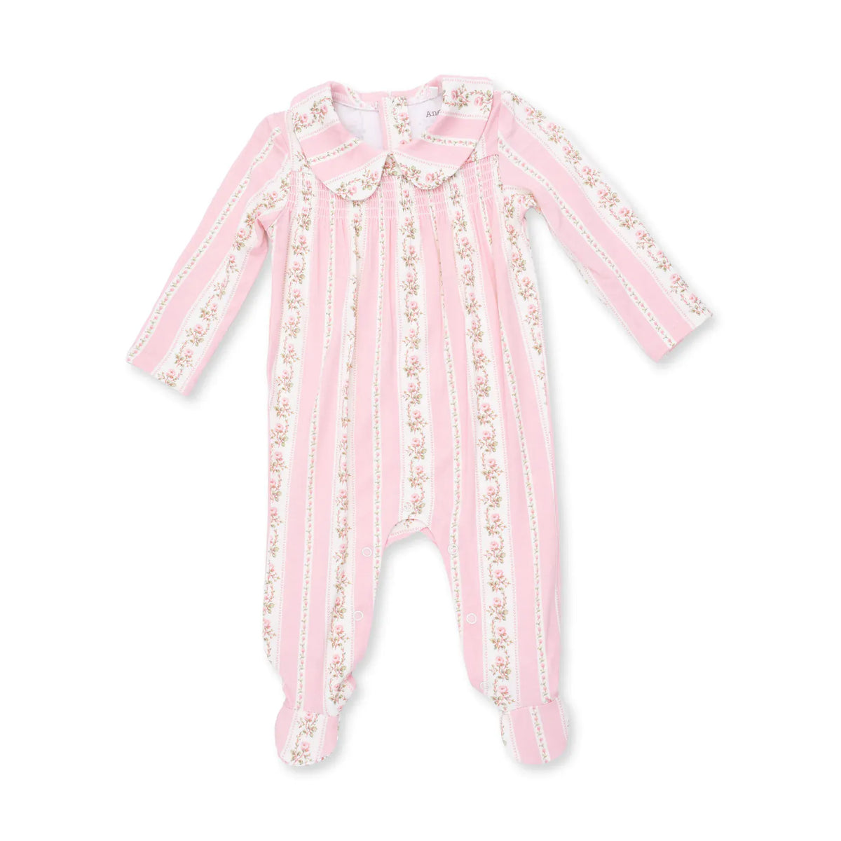 Angel Dear Antoinette Stripe Smocked Peter Pan Snap Footie - Little Miss Muffin Children & Home