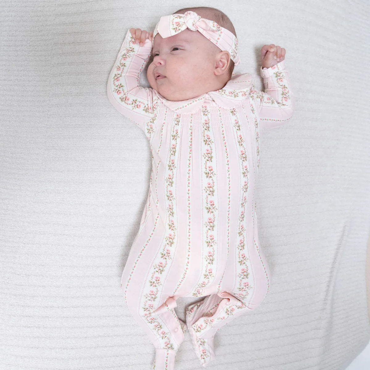 Angel Dear Antoinette Stripe Smocked Peter Pan Snap Footie - Little Miss Muffin Children & Home