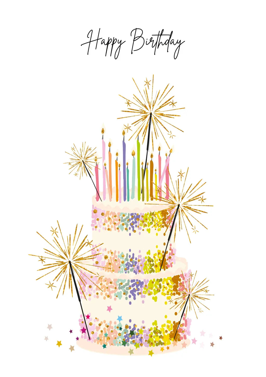Birthday Cake Sparklers Greeting Card Artige