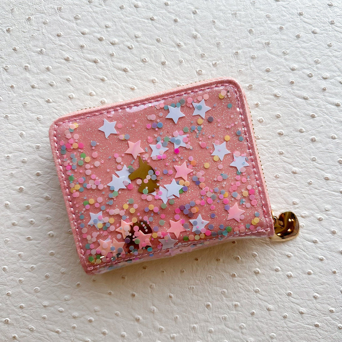 pink unicorn confetti wallet