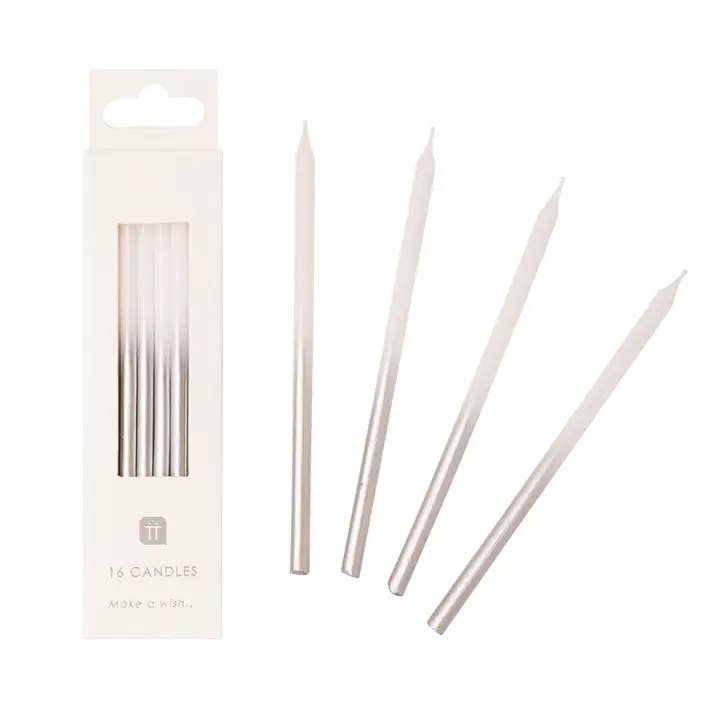 Talking Tables White & Silver Birthday Candles, 16 PK - Little Miss Muffin Children & Home