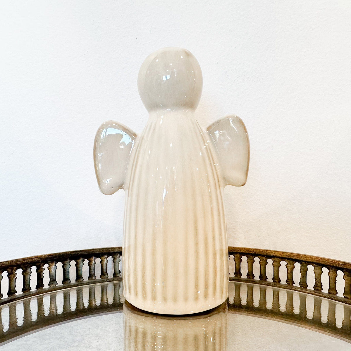 Creative Co-op Stoneware Fluted Angel with Tan Reactive Glaze (Each One Will Vary) - Little Miss Muffin Children & Home