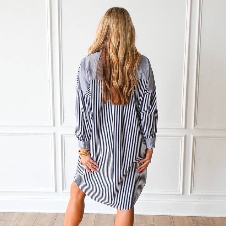 striped button down dress