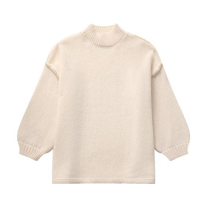 Sweetkama Ivory Ladies Mock Neck Long Sleeves Sweater - Little Miss Muffin Children & Home