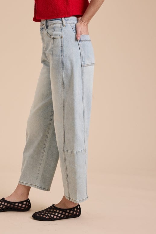 Miou Muse Loose Barrel Fit Cropped Denim Pants - Little Miss Muffin Children & Home