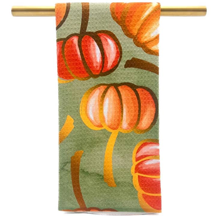 Rachel Brooks Design Orange Falling Pumpkins Tea Towel - Little Miss Muffin Children & Home