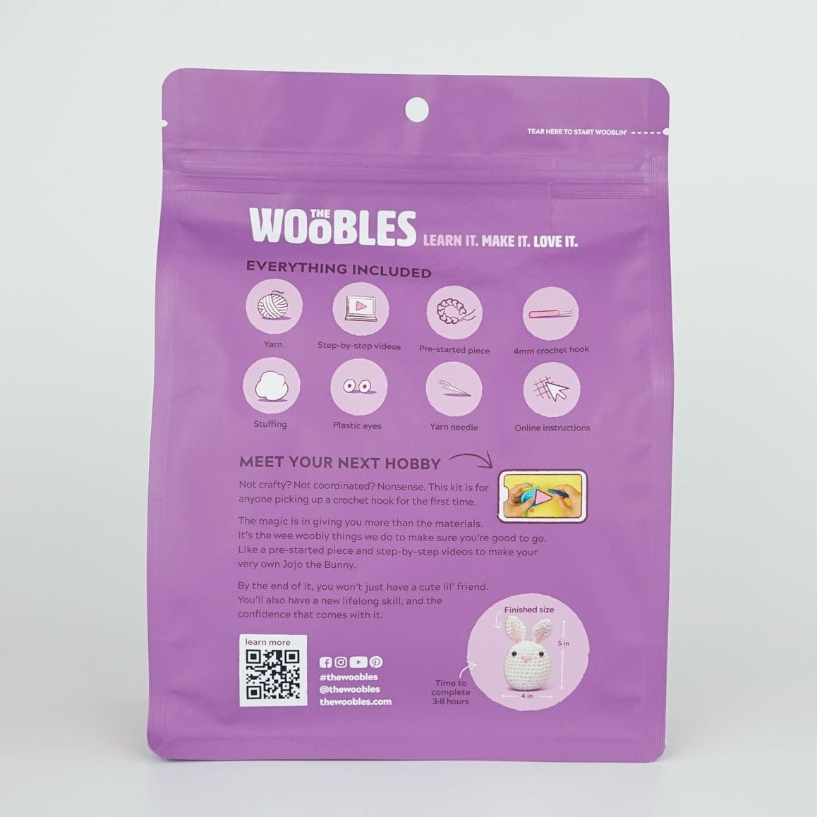 The Woobles The Woobles Jojo the Bunny Beginner Crochet Kit - Little Miss Muffin Children & Home