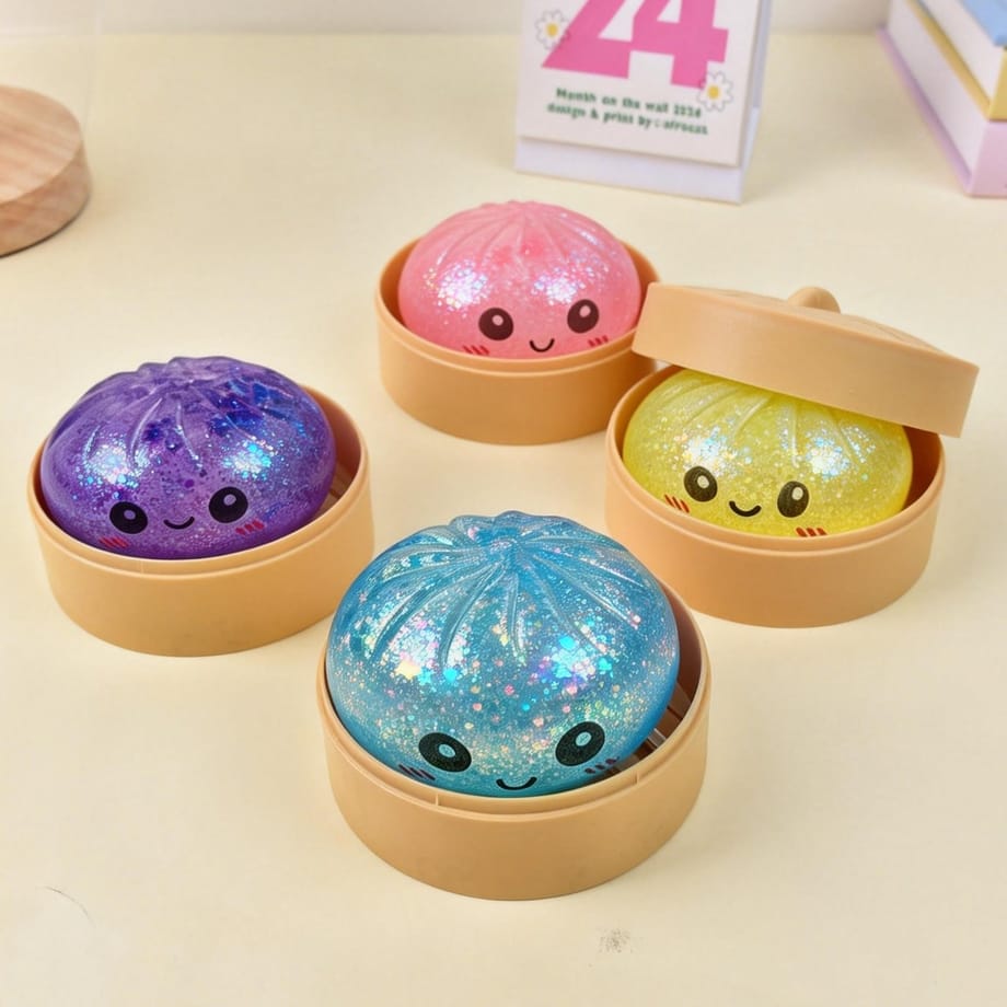 Auraquise Small Size Emoji Cartoon Jumbo Mystery Squishy Dumpling Realistic Steamed Bun Stress Relief Squeeze Toy - Little Miss Muffin Children & Home