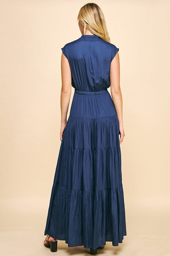 Pinch Pinch Sleeveless Tiered Maxi Dress in Dusty Navy - Little Miss Muffin Children & Home