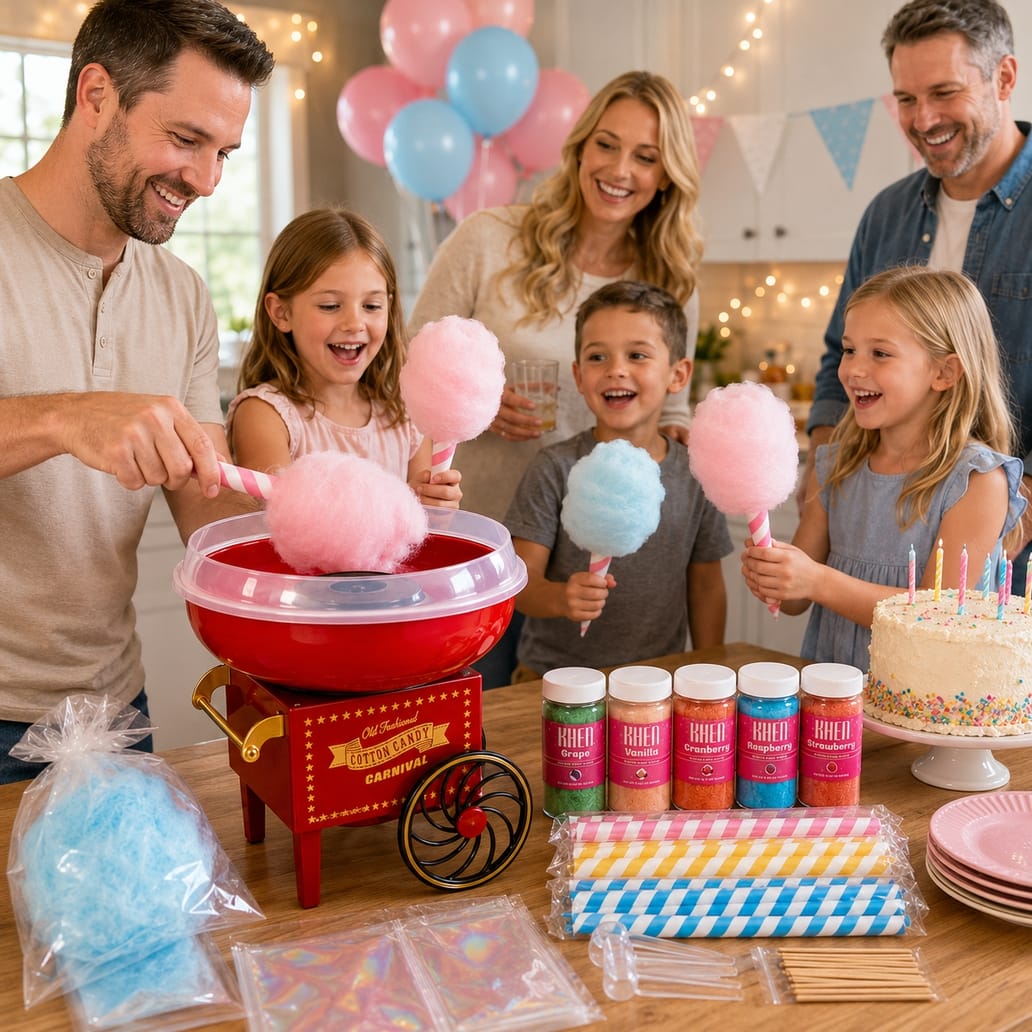 Retro tabletop cotton candy machine by KHEN for birthday parties at home