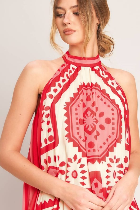 Flying Tomato Pink Sunset Medallion Printed Woven Mini Dress - Little Miss Muffin Children & Home
