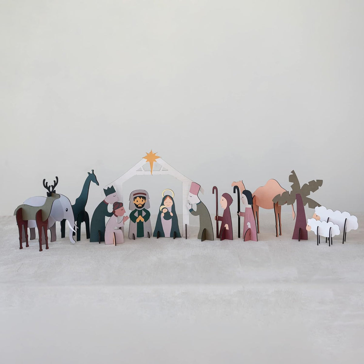 Creative Co-Op Creative Co-op MDF Nativity Set in Kraft Box, 15 Piece Set - Little Miss Muffin Children & Home