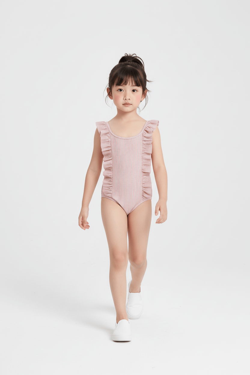 Bailey Boys Ruffled Spandex Swimsuit in Coral Seersucker - Little Miss Muffin Children & Home