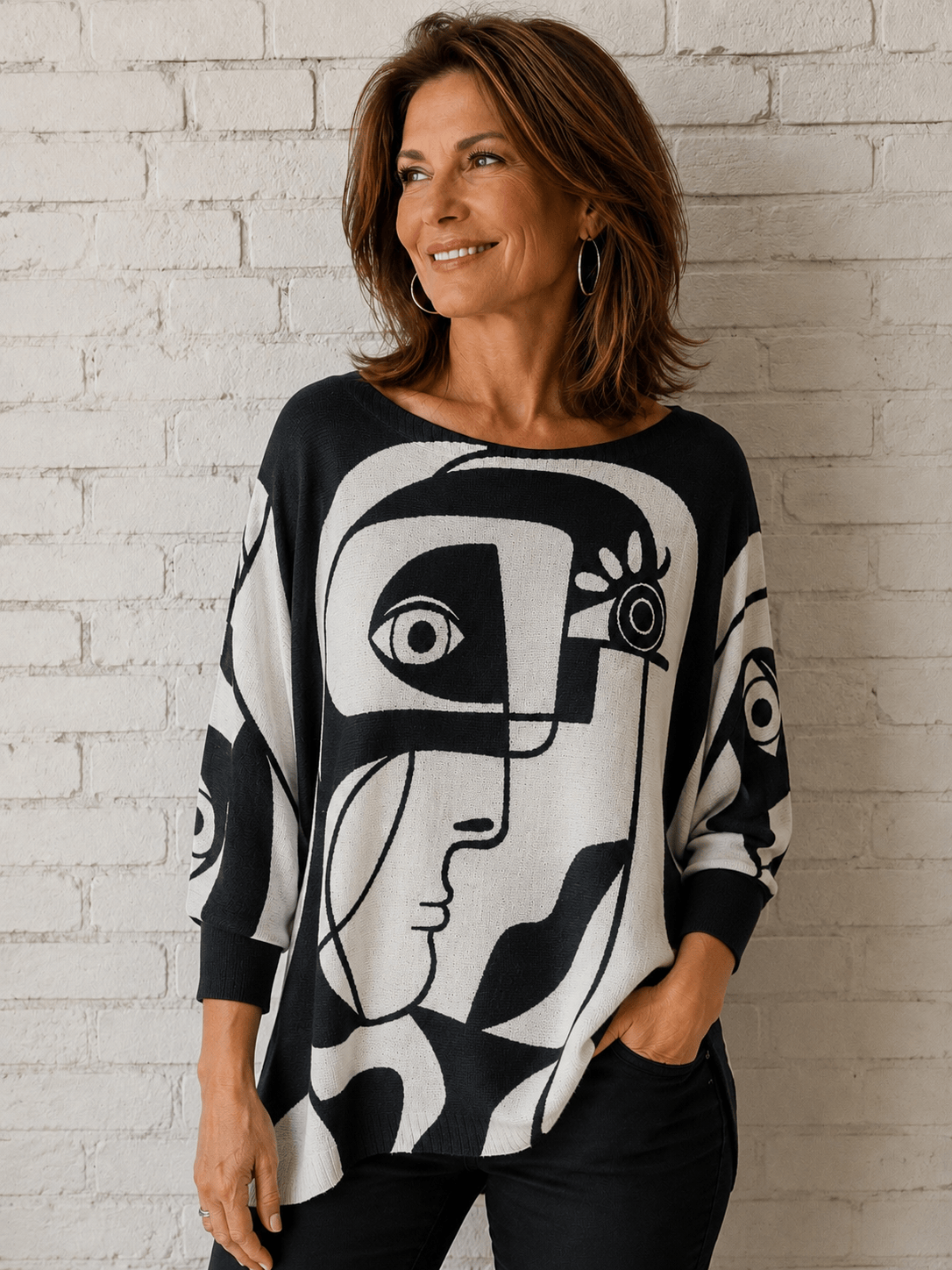 Loowie Loowie Black & White Picasso Abstract Art Print Sweater | Made in Italy - Little Miss Muffin Children & Home