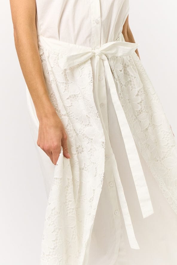 Lalavon Button-Down Belted Midi Dress with Lace Detail - Little Miss Muffin Children & Home