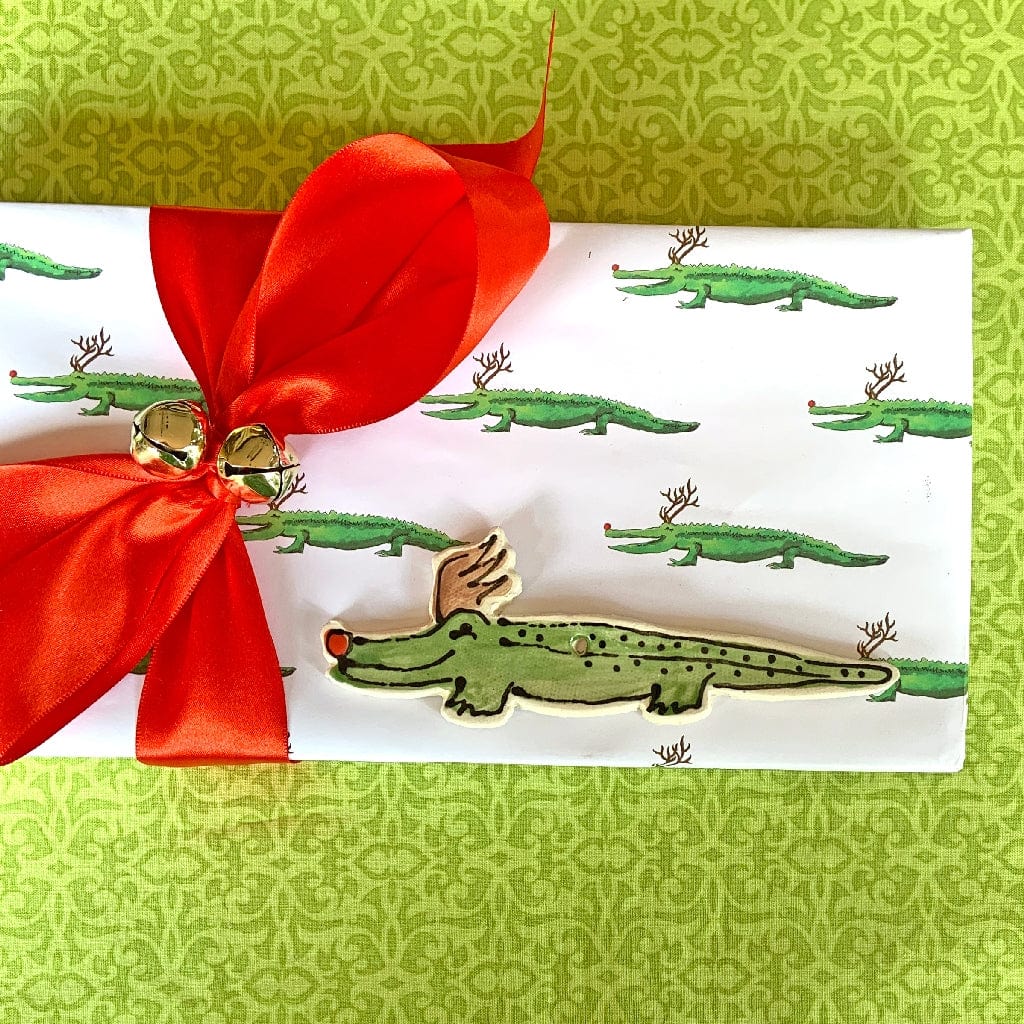 Magnolia Creative Co Alligator Reindeer ornament, detail view