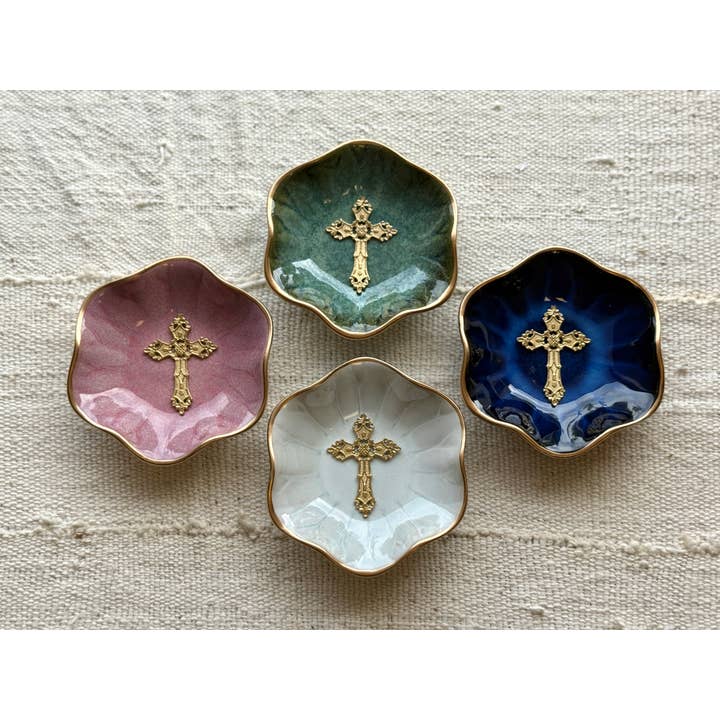 Ten Twenty Six Designs Lotus Flower Cross Jewelry Dish - Little Miss Muffin Children & Home