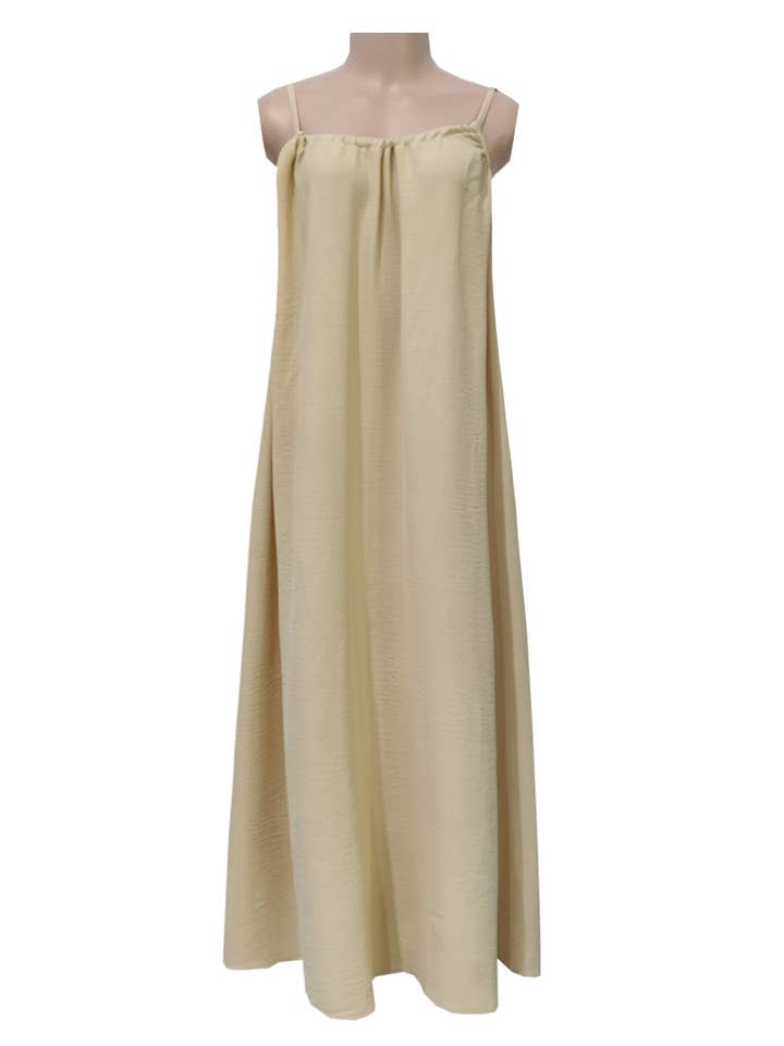 Rosa Clothing Boho Beach Backless Tie Cami Maxi Dress in Beige - Little Miss Muffin Children & Home