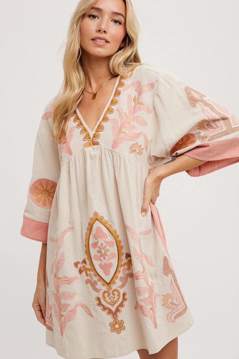 Bluivy Bluivy Boho Embroidered Babydoll Dress, Pink - Little Miss Muffin Children & Home