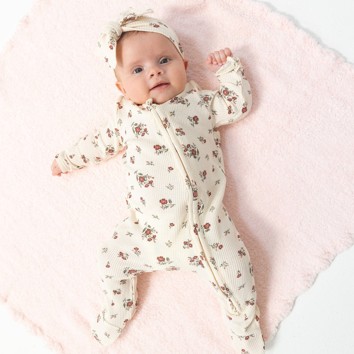 Angel Dear Angel Dear Misty Rose Floral 2 Way Zipper Footie - Little Miss Muffin Children & Home