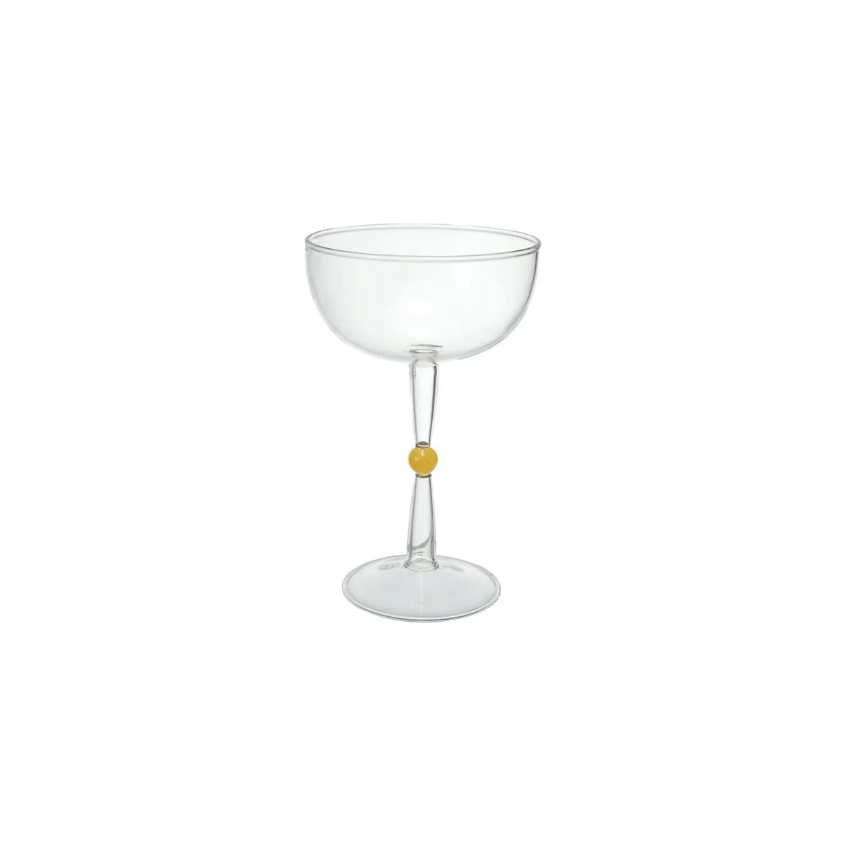 Bloomingville Hand-Blown 4oz Stemmed Coupe Glass with Cream Color Ball on Stem - Little Miss Muffin Children & Home