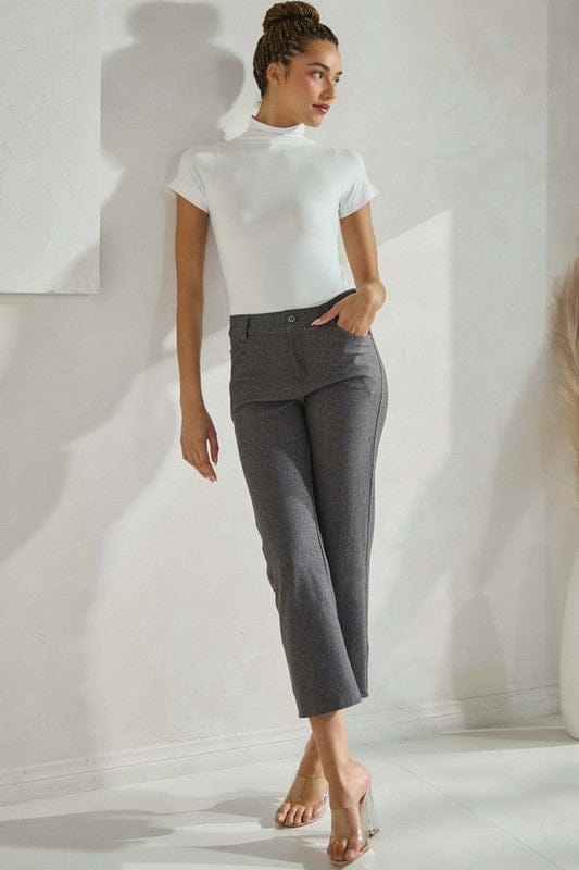 Yelete Straight Leg Cropped Pants in Grey - Little Miss Muffin Children & Home