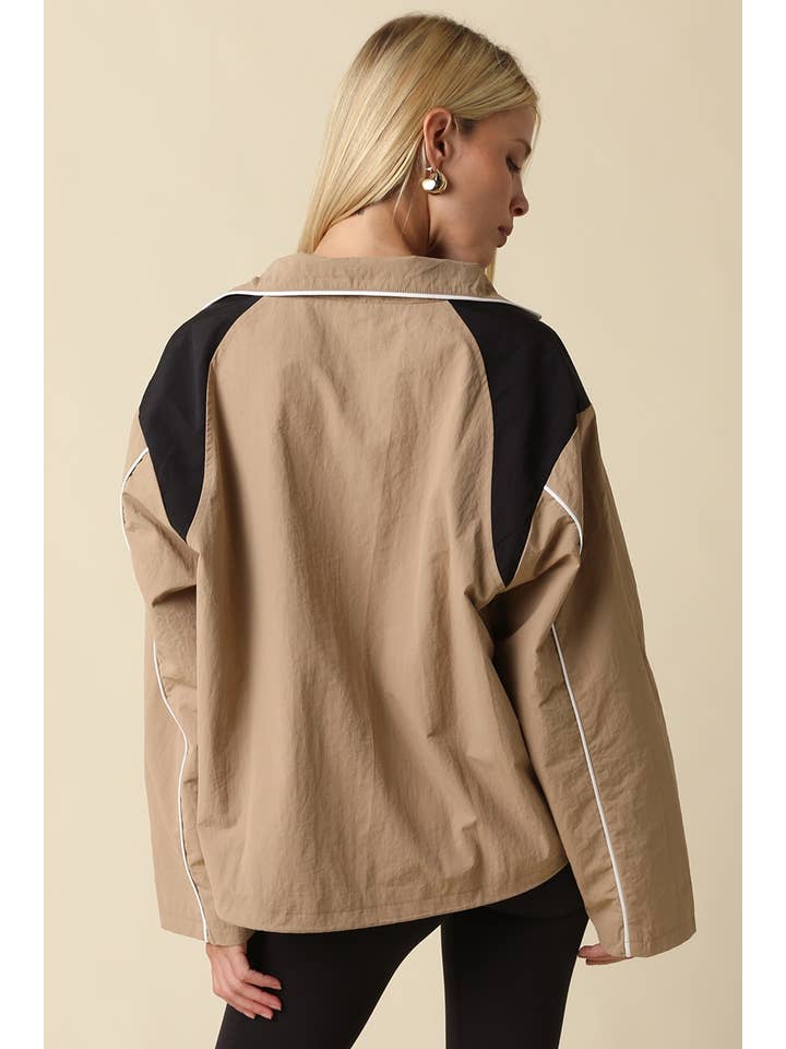 Eloise Contrast Panel Zip-Up Jacket, 2 Colors Available