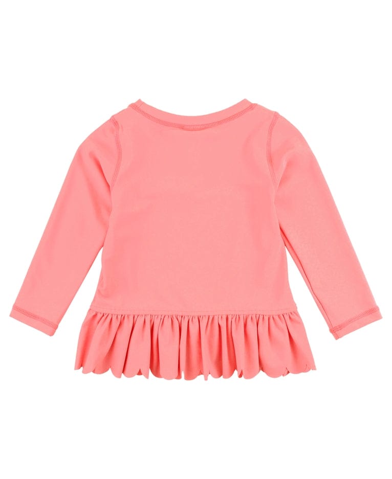 Ruffle Butts Ruffle Butts Bubblegum Pink Scalloped Hem Long Sleeve Rash Guard with Ruffle Bikini Bottoms - Little Miss Muffin Children & Home