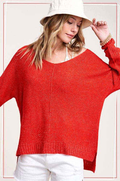 La Miel La Miel Lightweight Loose Fit V-Neck Sweater - Little Miss Muffin Children & Home