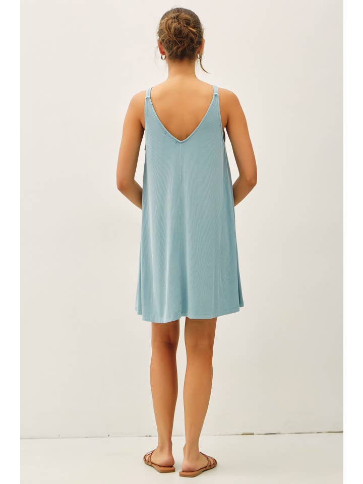 Be Cool Ribbed V-Neck Center Seam Detail Knit Dress - Little Miss Muffin Children & Home