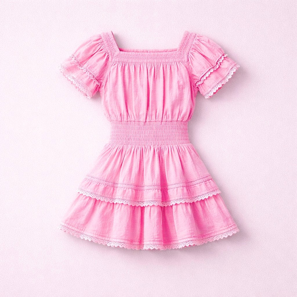 Pink Swiss Dot Jewel Dress