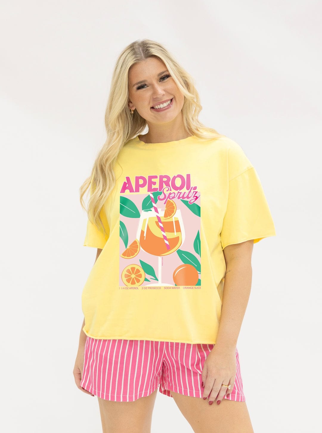 Grace + Emma Pink Aperol Spritz Yellow T-Shirt - Little Miss Muffin Children & Home