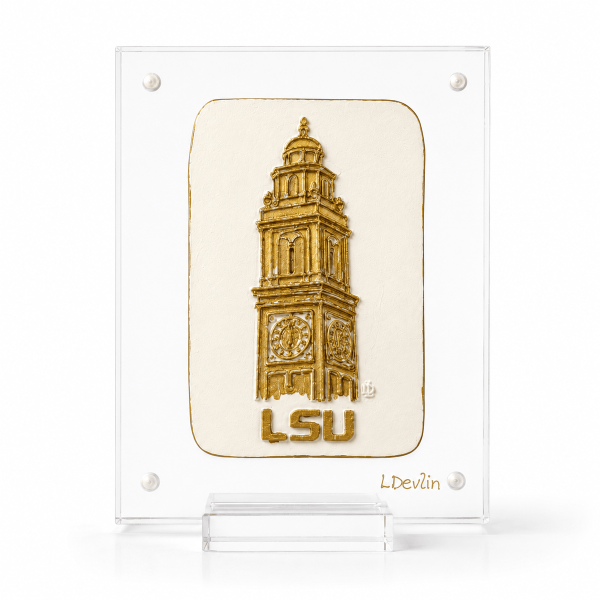 Lisa Devlin Designs LSU Clay Piece on Acrylic – Handcrafted Wall Art by Lisa Devlin - Little Miss Muffin Children & Home