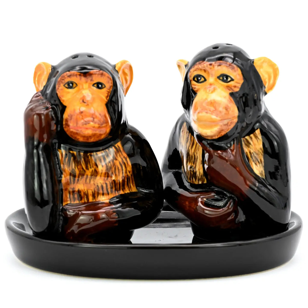 Art Floral Trading Monkey Salt and Pepper Shaker on Black Ceramic Tray - Little Miss Muffin Children & Home