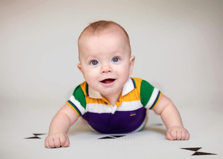 Mardi Gras Creations Mardi Gras Creations Thick Stripe Rugby Infant Onesie Short Sleeve - Little Miss Muffin Children & Home