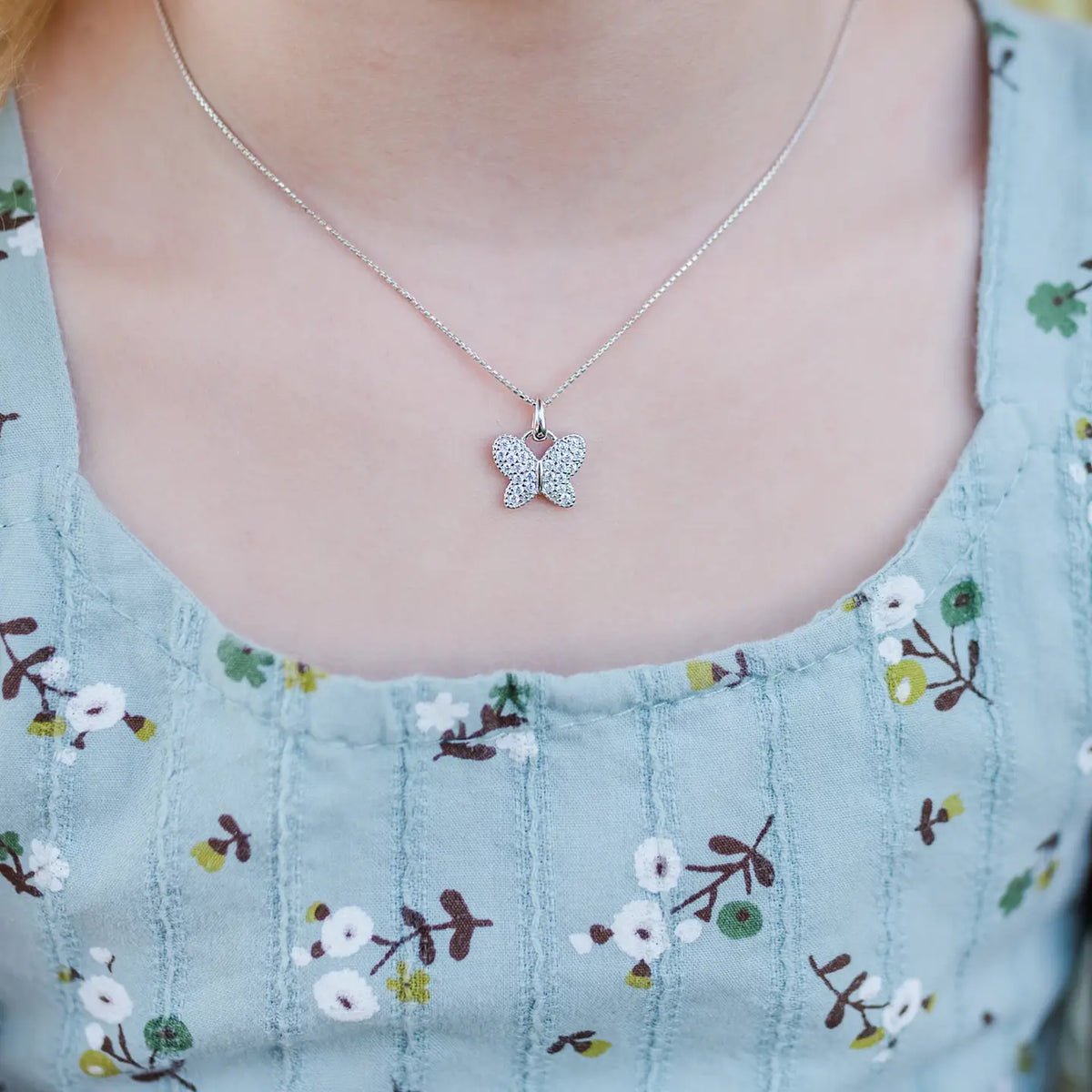 Cherished Moments Sterling Silver Butterfly June Birthstone 14" Necklace for Kids - Little Miss Muffin Children & Home