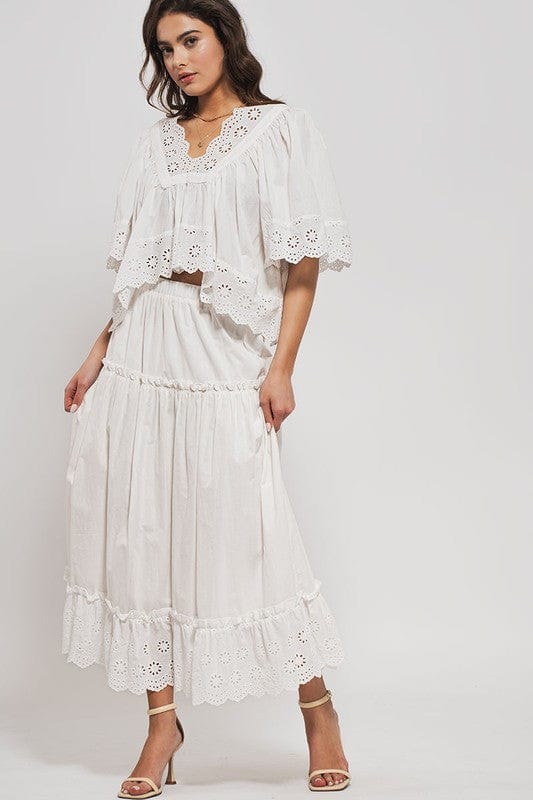 Fashion Week Flowing Hollow Laced Blouse in White - Little Miss Muffin Children & Home