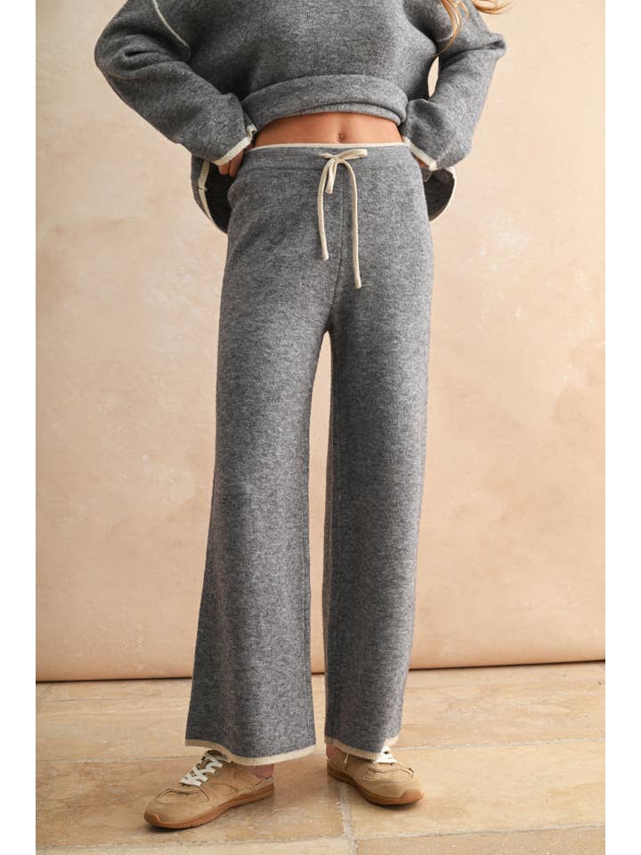 Heather Grey Wide Leg Sweater Pants