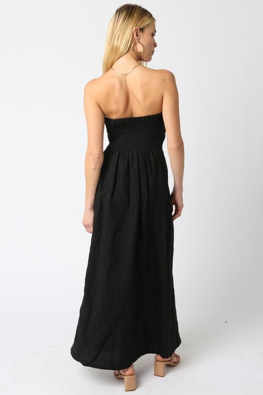 Irise Linen Maxi Dress in Black