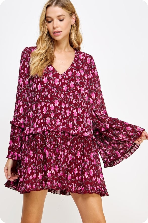 Strut & Bolt Strut & Bolt Ruffle Tiered Floral V-Neck Mini Dress - Little Miss Muffin Children & Home