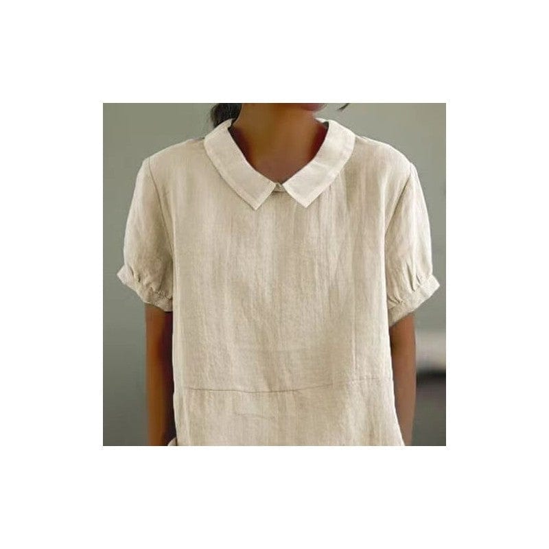 FurDecoration Loose Fit Peter Pan Collar Apricot Linen Shirt - Little Miss Muffin Children & Home