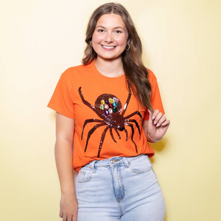Bomb Designs Jeweled Halloween Spider Tee - Little Miss Muffin Children & Home