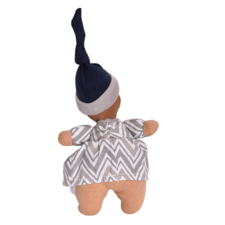 Tikiri Toys Precious Dark Skin Doll with Rubber Head with Grey & White Chevron Dress - Little Miss Muffin Children & Home