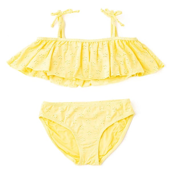 Shade Critters Butter Yellow Eyelet Ruffle 2pc - Little Miss Muffin Children & Home