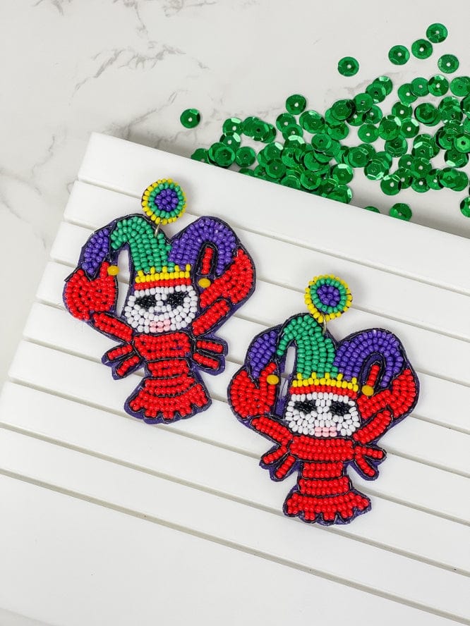 Prep Obsessed Wholesale Prep Obsessed Wholesale Mardi Gras Crawfish Dangle Earrings - Little Miss Muffin Children & Home