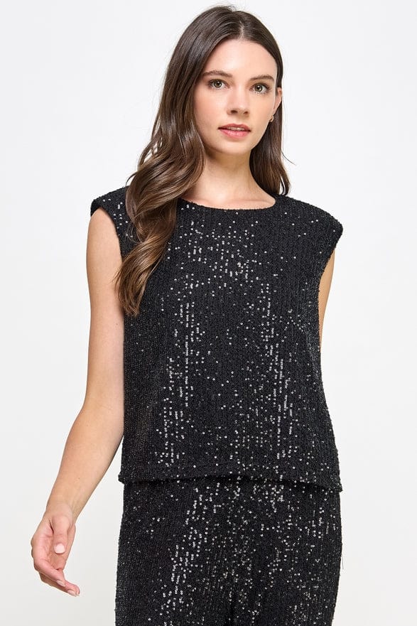 Ellison Ellison Sequins Sleeveless Top Black - Little Miss Muffin Children & Home