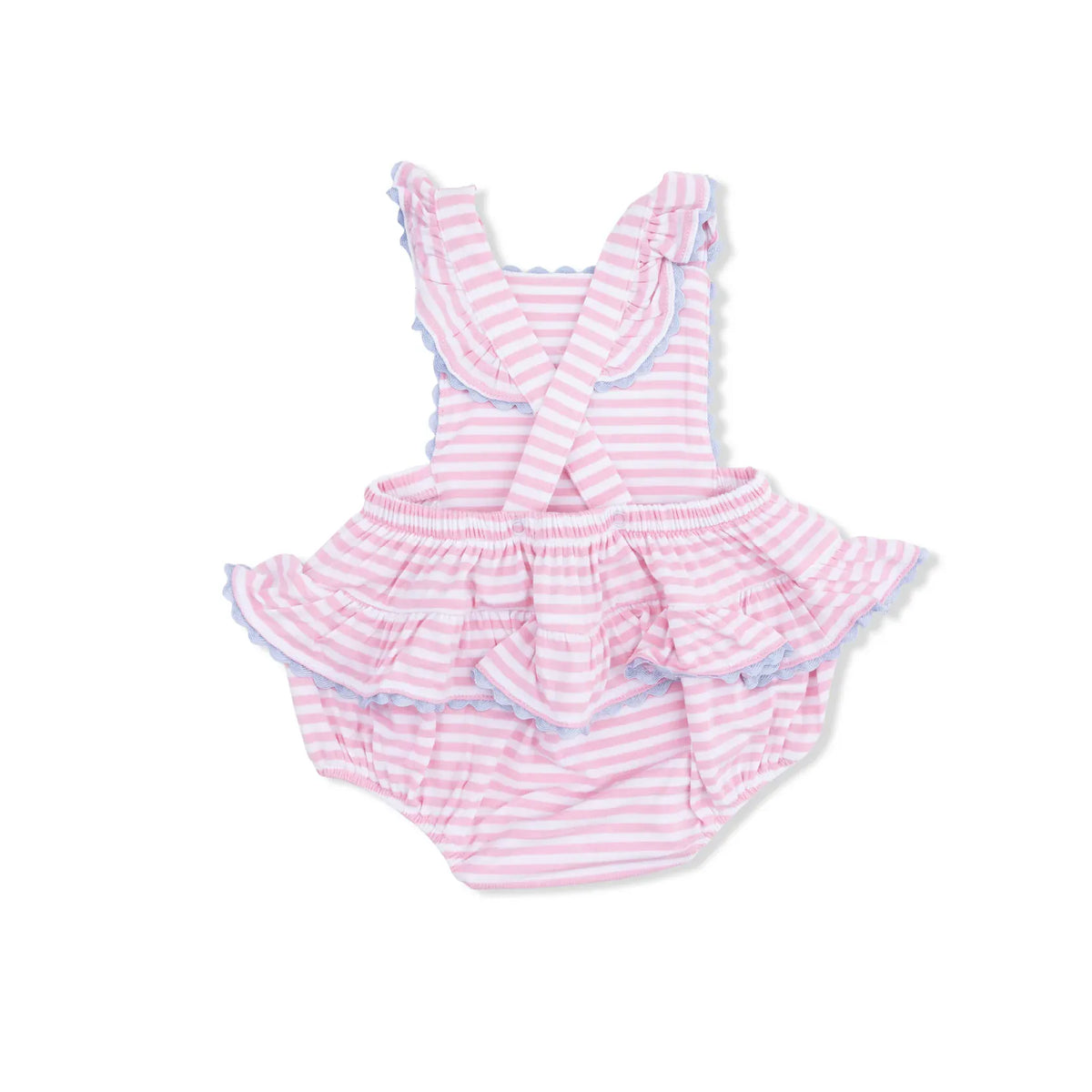 Angel Dear Cherry Stripe Ric Rac Ruffle Sunsuit - Little Miss Muffin Children & Home