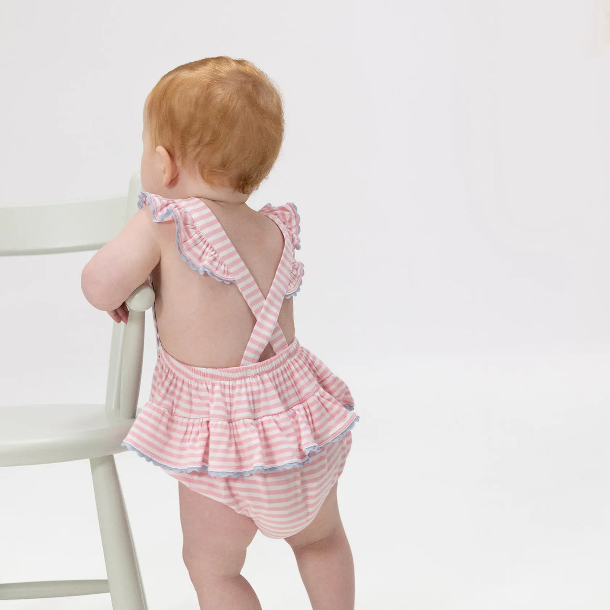 Angel Dear Cherry Stripe Ric Rac Ruffle Sunsuit - Little Miss Muffin Children & Home